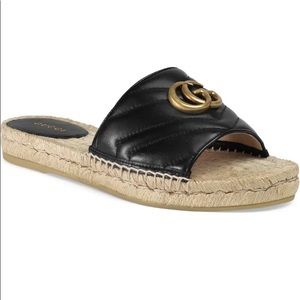 Gucci Pilar GG Matelassé Espadrille Slide Sandal